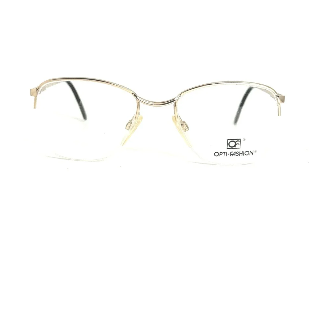 Opti-Fashion Gold Rimless‎ Eyeglass Frames Italy 50-17-130 Vintage Eyewear 22828